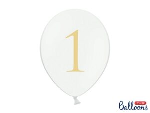 Μπαλόνι Λευκό Παστέλ "1" Χρυσό 1τεμ. 30εκ.