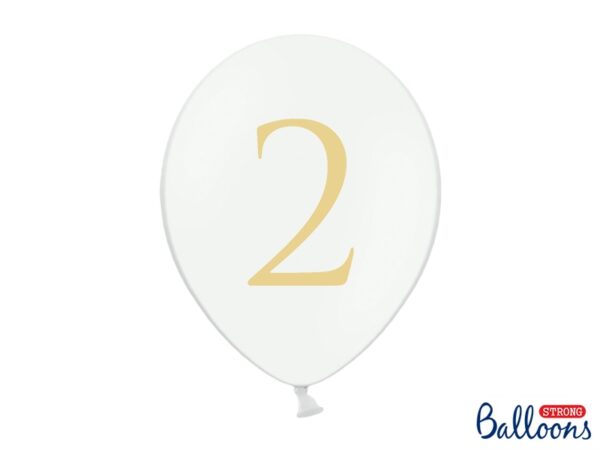 Μπαλόνι Λευκό Παστέλ "2" Χρυσό 1τεμ. 30εκ.