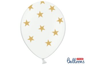 Μπαλόνι Λευκό με Χρυσά Αστέρια 1τεμ. 30εκ.