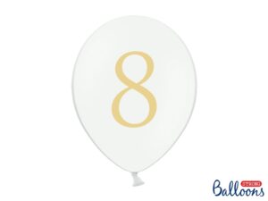 Μπαλόνι Λευκό Παστέλ "8" Χρυσό 1τεμ. 30εκ.