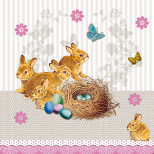 Χαρτοπετσέτες Γλυκού Bunnies Nest Taupe 25x25 cm 20τεμ.