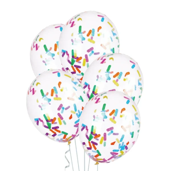 Μπαλόνια Διάφανα με κομφετί, 30 εκ. , 5 τεμ.