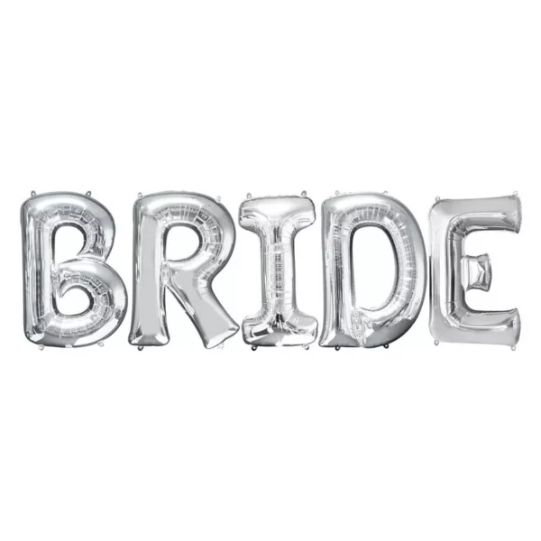 Foil Μπαλόνια BRIDE, Ασημί, 41 εκ. , σετ 5 τεμ.