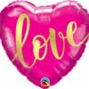 Καρδιά Μπαλόνι Foil Φούξια Love Χρυσό