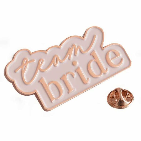 Team Bride Ροζ & Rose Gold Καρφίτσα!