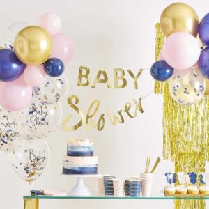 Ροζ & Μπλε Χάρτινα Ποτήρια Baby Shower με Χρυσές Λεπτομέρειες!