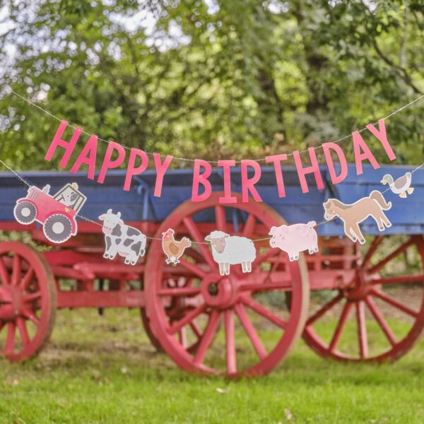 Farm Party Ζωάκια Φάρμας Γιρλάντα Happy Birthday!