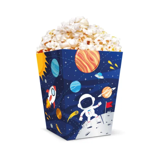 Διάστημα Χάρτινο Κουτί Pop Corn! Διάσταση: 12,5 x 8,5 εκ Συσκευασία: 6 τεμ.