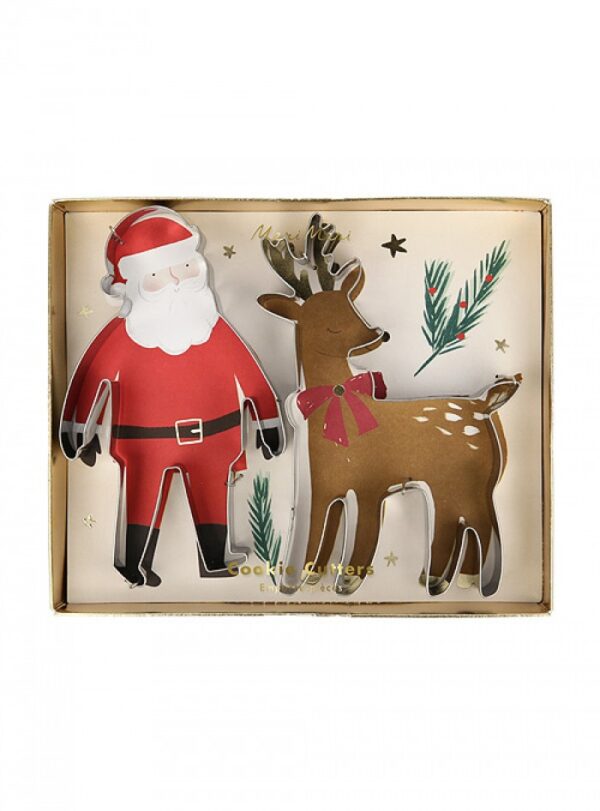 Χριστουγεννιάτικα Cookie cutter για μπισκότα Santa & Reindeer, Meri Meri Μύρισαν Χριστούγεννα... Ζυμώστε, κόψτε, φουρνίστε! Φτιάξτε τα δικά σας μπισκότα και ολοκληρώστε τον χριστουγεννιάτικο μπουφέ σας με χειροποίητα γλυκίσματα σε υπέροχα σχέδια Δώστε στα μπισκότα σας και στις δημιουργίες σας  μοναδικό σχήμα και χαρακτήρα. Ιδανικά για να τα προσφέρετε στους καλεσμένους σας στο παιδικό πάρτι για γιορτή ή γενέθλια, βάφτιση, γάμο και κάθε άλλου είδους εκδήλωση. Κατασκευασμένο από στιβαρό ατσάλι.