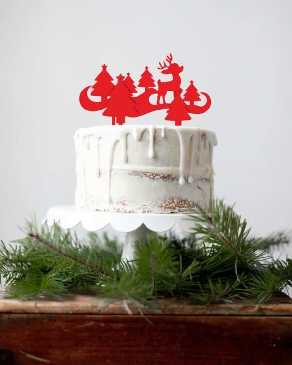 Χριστουγεννιάτικο Cake Topper Plexiglass Κόκκινο Ελαφάκι Δάσος! Διακοσμήστε εύκολα και φανταστικά την τούρτα, το cake, τη βασιλόπιτα κλπ τώρα τις γιορτές!!!