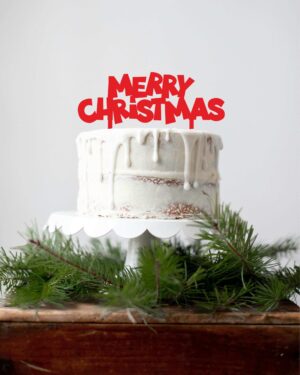 Χριστουγεννιάτικο Cake Topper Plexiglass Κόκκινο Merry Christmas! Διακοσμήστε εύκολα και φανταστικά την τούρτα, το cake, τη βασιλόπιτα κλπ τώρα τις γιορτές!!!