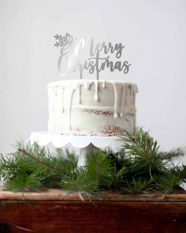 Χριστουγεννιάτικο Cake Topper Plexiglass Ασημένιο Καθρέφτη Merry Christmas Γκι! Διακοσμήστε εύκολα και φανταστικά την τούρτα, το cake, τη βασιλόπιτα κλπ τώρα τις γιορτές!!!