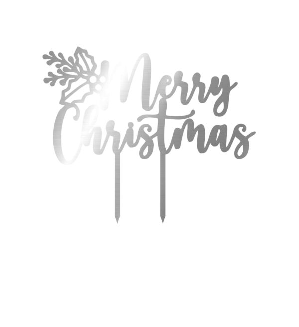 Χριστουγεννιάτικο Cake Topper Plexiglass Ασημένιο Καθρέφτη Merry Christmas Γκι! Διακοσμήστε εύκολα και φανταστικά την τούρτα, το cake, τη βασιλόπιτα κλπ τώρα τις γιορτές!!!