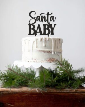 Χριστουγεννιάτικο Cake Topper Plexiglass Μαύρο Santa Baby! Διακοσμήστε εύκολα και φανταστικά την τούρτα, το cake, τη βασιλόπιτα κλπ τώρα τις γιορτές!!! Τέλειο Cake Topper είτε πρόκειται για νεογέννητο, είτε για τα πρώτα γενέθλια ή απλά για να δηλώσετε ότι είστε ένα Santa baby!