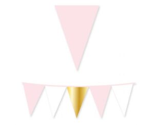 Γιρλάντα Σημαιάκια Χάρτινα Ασορτί Χρώματα Λευκό, Ροζ & Χρυσό , 3μ.